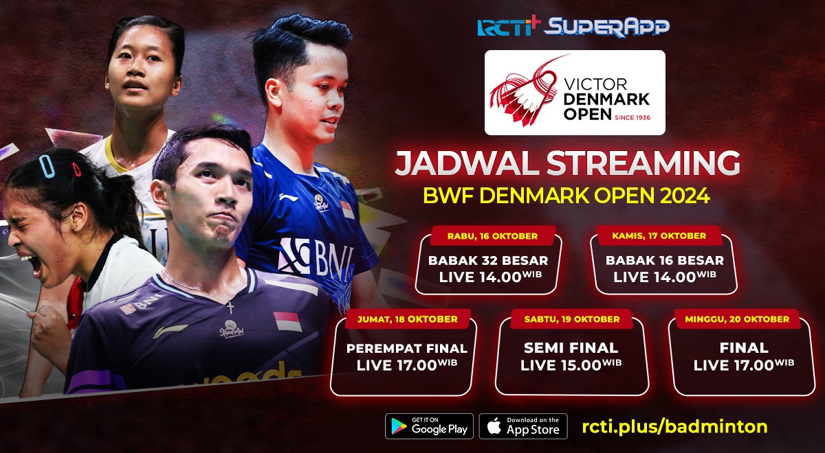 TOP PAY Jadwal Live Streaming Denmark Open 2024 di RCTI+ SuperApp