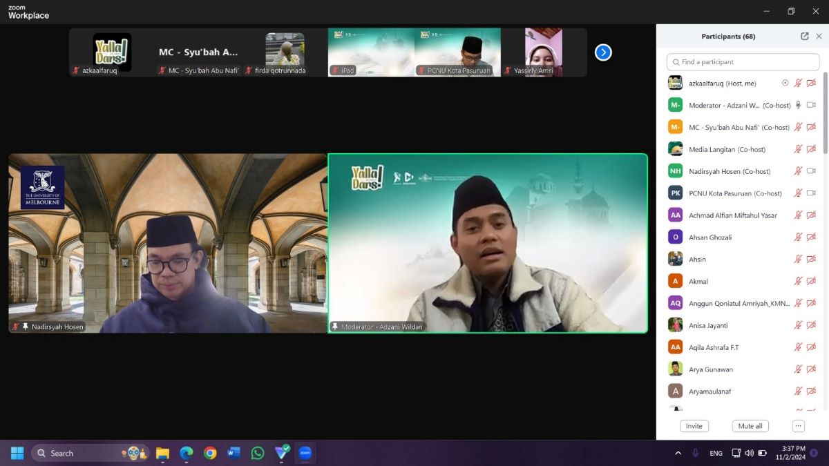 PCINU Suriah Gelar Webinar, Gus Nadir Ajak Santri Indonesia Menjadi Teladan Dunia