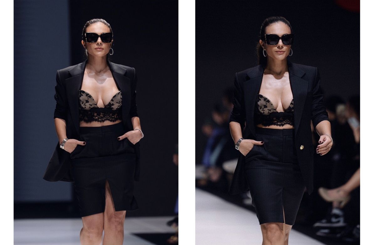 Wulan Guritno Jadi Model Catwalk, Pamerkan Bra Hitam Berenda dengan Blazer Senada